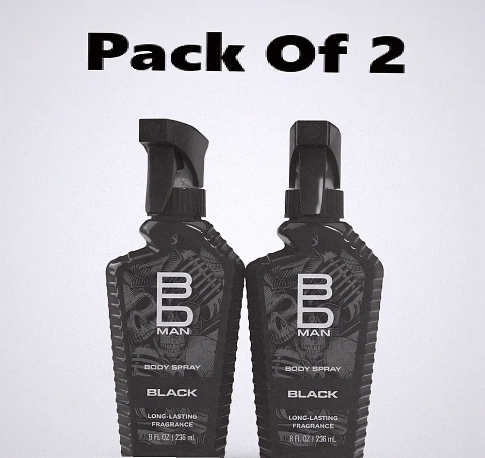BOD Man Fragrance Body Spray, Black, 8 fl oz Fresh Free Shipping 2 PACK