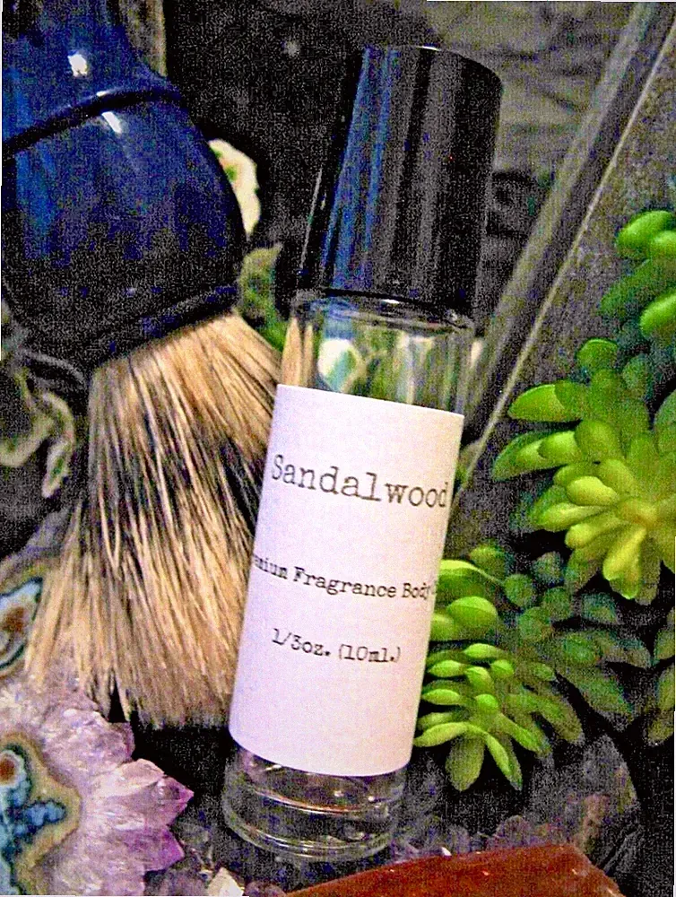 New Sandalwood Premium Fragrance Men's Body Oil Roller Ball - 1/3oz.